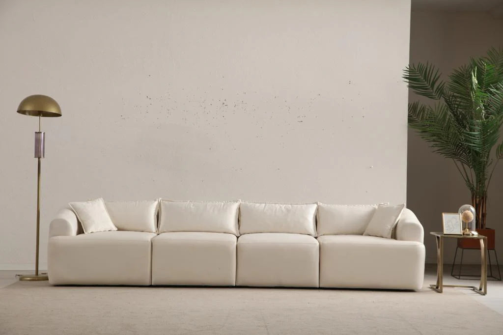 Canapé Mila Modulable Velours Blanc cassé