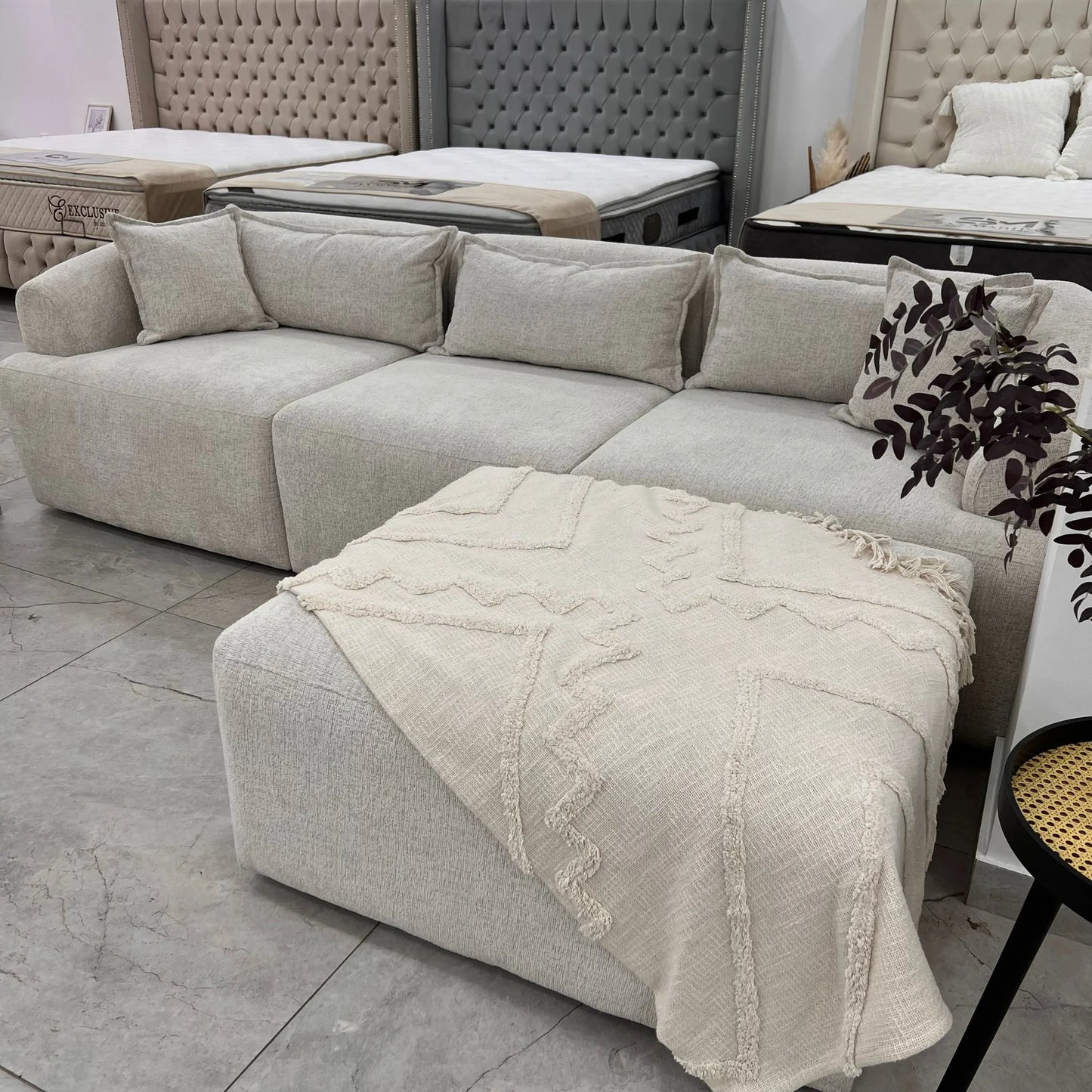 Canapé Mila Modulable Chenille Blanc cassé