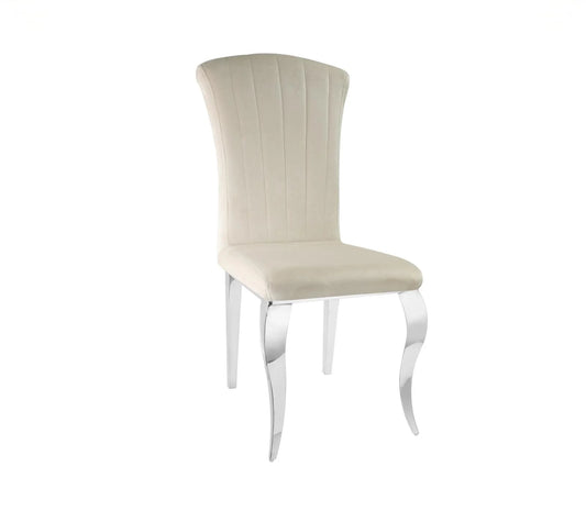 Chaise LOUIS beige pied argent