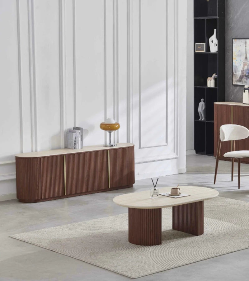 Meuble TV Noyer travertin 180cm