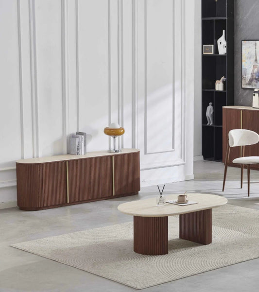 Meuble TV Noyer travertin 180cm