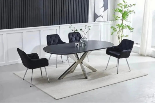 Table à manger XANA noir pied argent