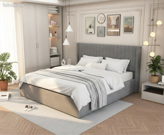 Lit coffre CAMILLE Gris