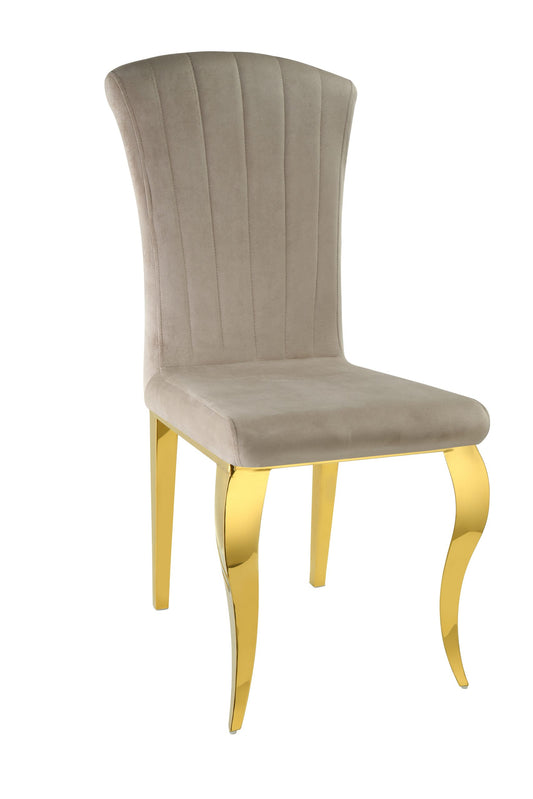 Chaise LOUIS taupe pied or