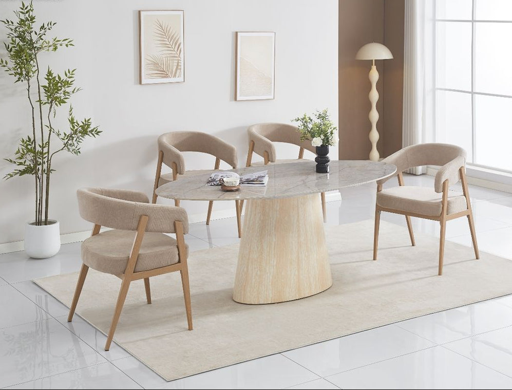 Table à manger OVO travertin marbre gris 180cm