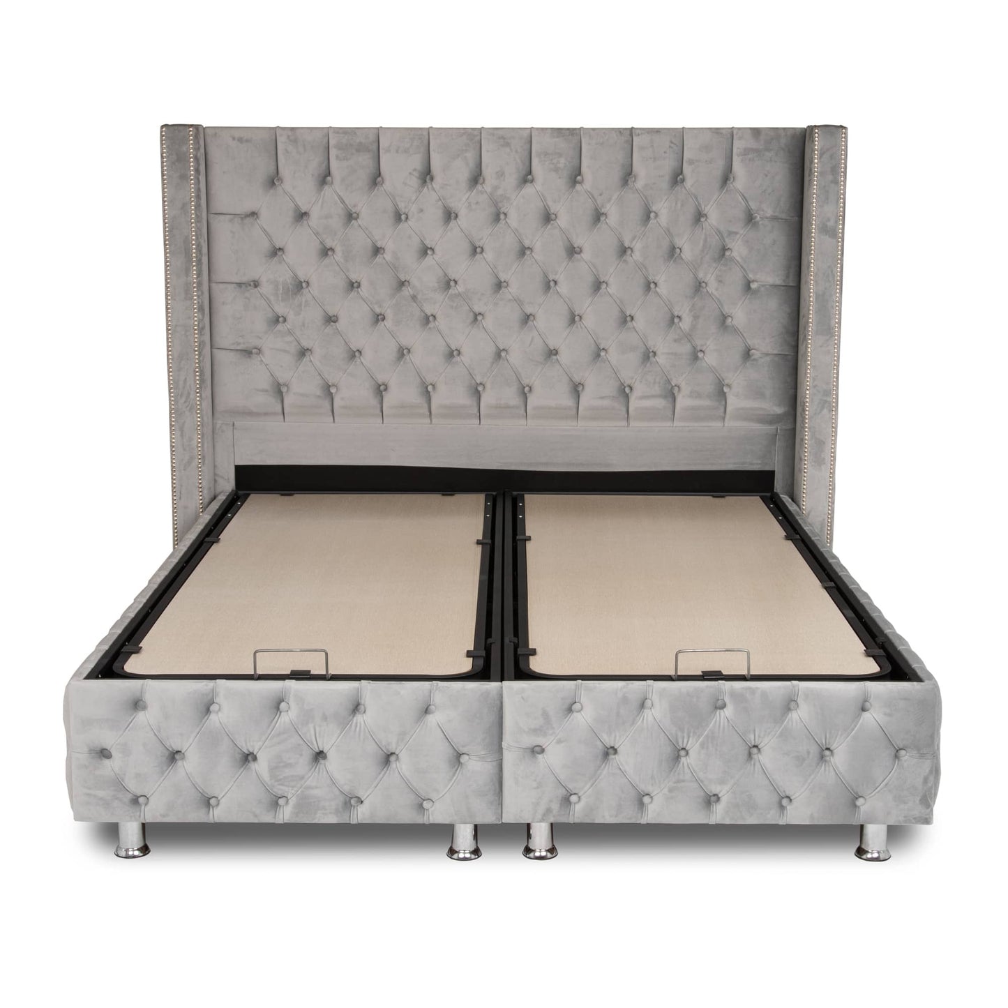 Lit coffre CLOUTE Gris