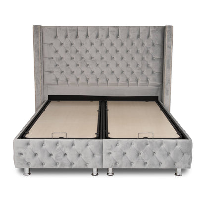 Lit coffre CLOUTE Gris